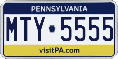 PA license plate MTY5555