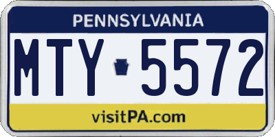 PA license plate MTY5572