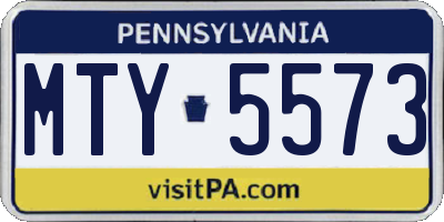 PA license plate MTY5573
