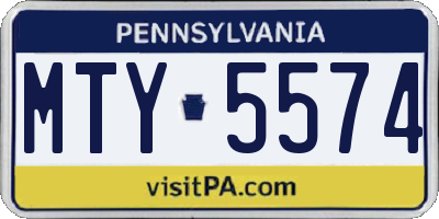 PA license plate MTY5574