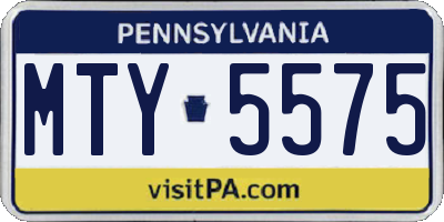 PA license plate MTY5575