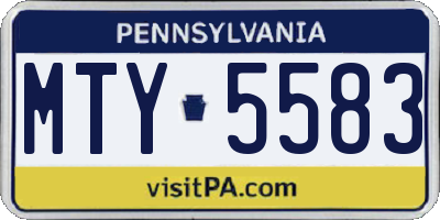 PA license plate MTY5583