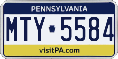 PA license plate MTY5584