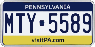 PA license plate MTY5589