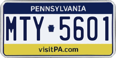 PA license plate MTY5601