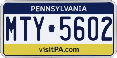 PA license plate MTY5602