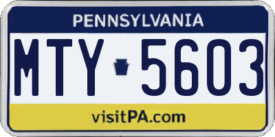 PA license plate MTY5603