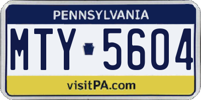 PA license plate MTY5604