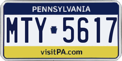PA license plate MTY5617