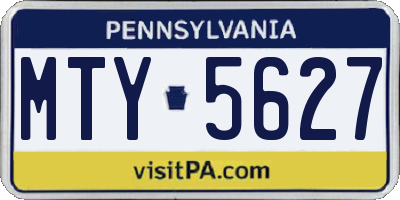 PA license plate MTY5627