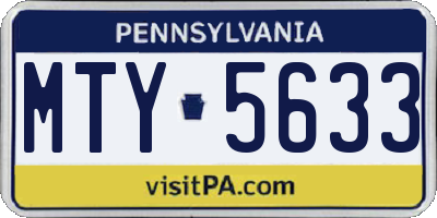 PA license plate MTY5633