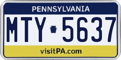 PA license plate MTY5637