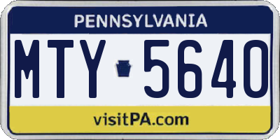 PA license plate MTY5640