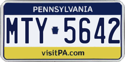 PA license plate MTY5642