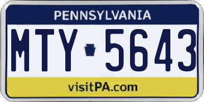 PA license plate MTY5643