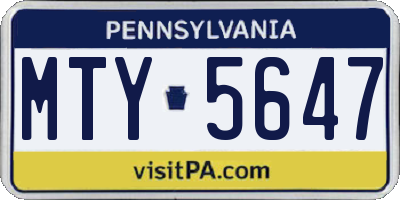 PA license plate MTY5647