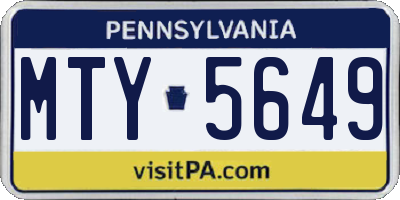 PA license plate MTY5649