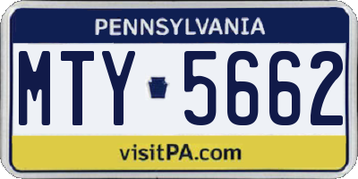 PA license plate MTY5662