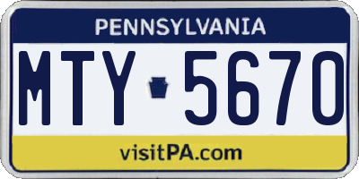 PA license plate MTY5670
