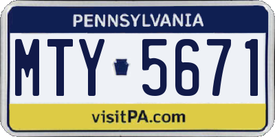 PA license plate MTY5671