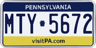 PA license plate MTY5672