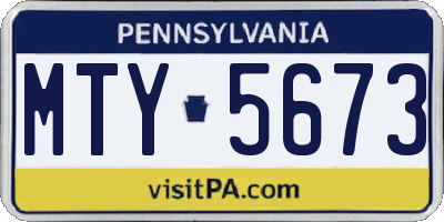 PA license plate MTY5673