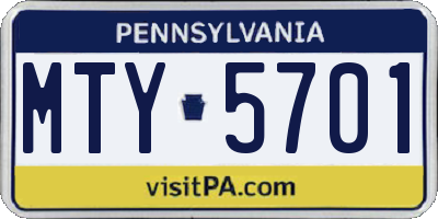 PA license plate MTY5701