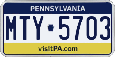PA license plate MTY5703