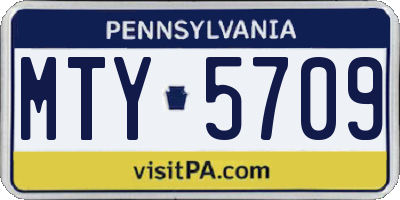 PA license plate MTY5709