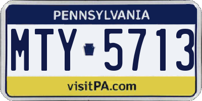 PA license plate MTY5713