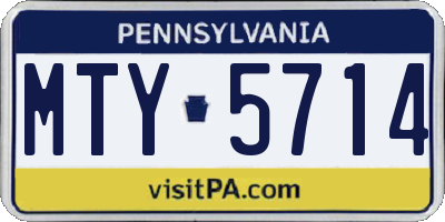 PA license plate MTY5714