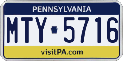 PA license plate MTY5716