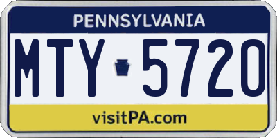 PA license plate MTY5720