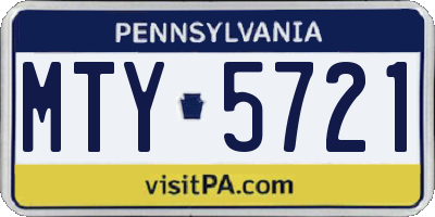 PA license plate MTY5721