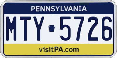 PA license plate MTY5726