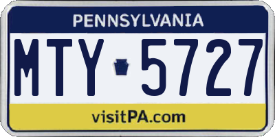 PA license plate MTY5727