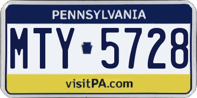 PA license plate MTY5728