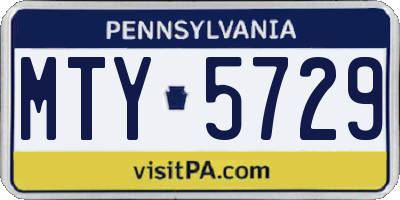 PA license plate MTY5729
