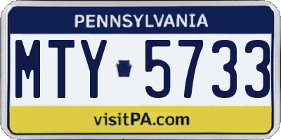 PA license plate MTY5733