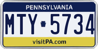 PA license plate MTY5734