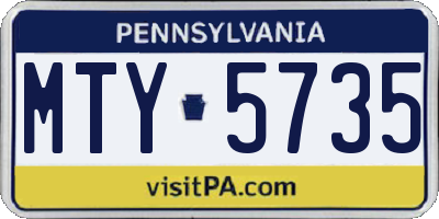 PA license plate MTY5735