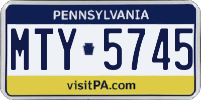 PA license plate MTY5745