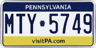 PA license plate MTY5749