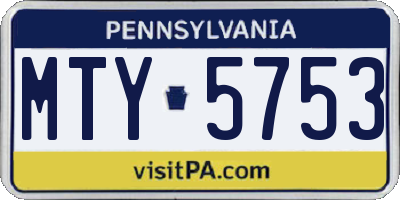 PA license plate MTY5753