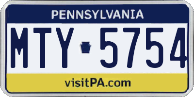 PA license plate MTY5754