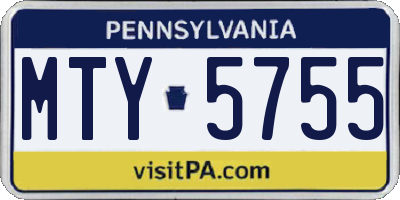 PA license plate MTY5755