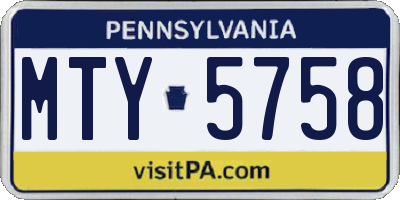 PA license plate MTY5758