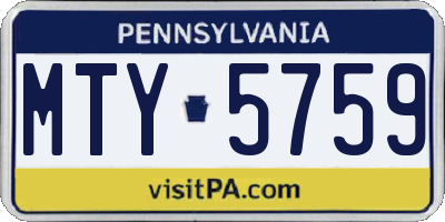 PA license plate MTY5759