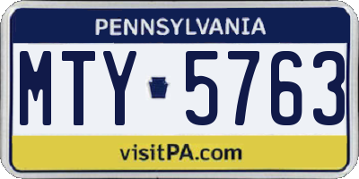 PA license plate MTY5763