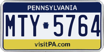 PA license plate MTY5764